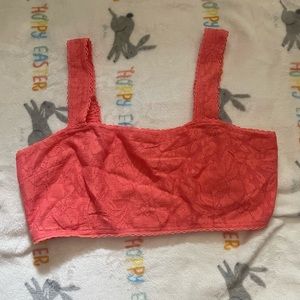 American Eagle Lace Overlay Super Cropped Tank Top